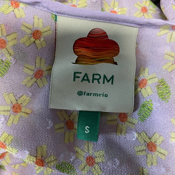 Farm Rio blouse Lilac Tropicaliente floral daisy balloon sleeve semi sheer small - Picture 6 of 11
